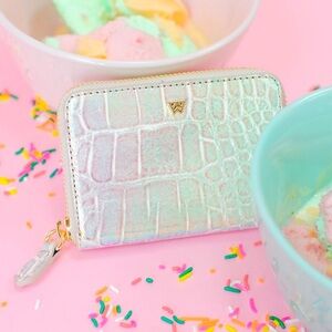 Kelly Wynne Iridescent Confetti Snakeskin Wallet